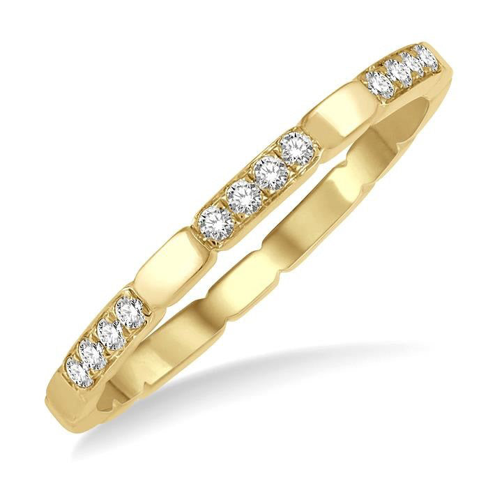 1/10 Ctw Round Cut Diamond Block Stackable Band in 14K Yellow Gold