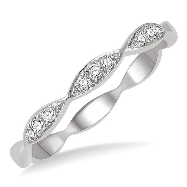 1/10 Ctw Marquise Lattice Round Cut Diamond Stackable Band in 14K White Gold