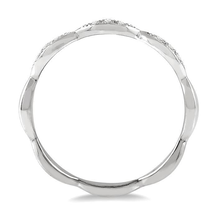 1/10 Ctw Marquise Lattice Round Cut Diamond Stackable Band in 14K White Gold