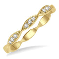 1/10 Ctw Marquise Lattice Round Cut Diamond Stackable Band in 14K Yellow Gold