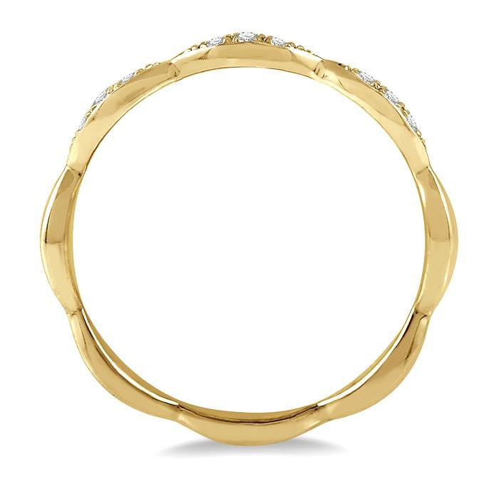 1/10 Ctw Marquise Lattice Round Cut Diamond Stackable Band in 14K Yellow Gold