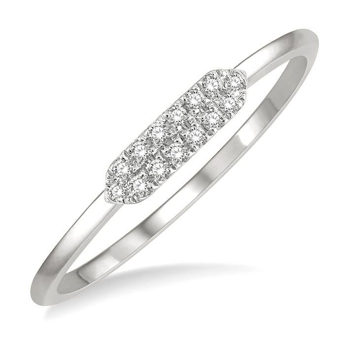 1/20 Ctw Pointed Pod Round Cut Diamond Stackable Petite Fashion Ring in 10K White Gold