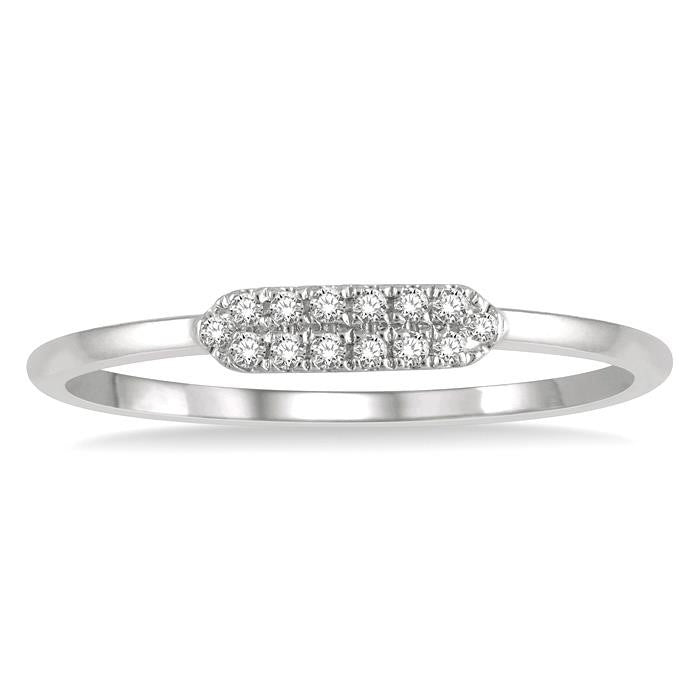 1/20 Ctw Pointed Pod Round Cut Diamond Stackable Petite Fashion Ring in 10K White Gold