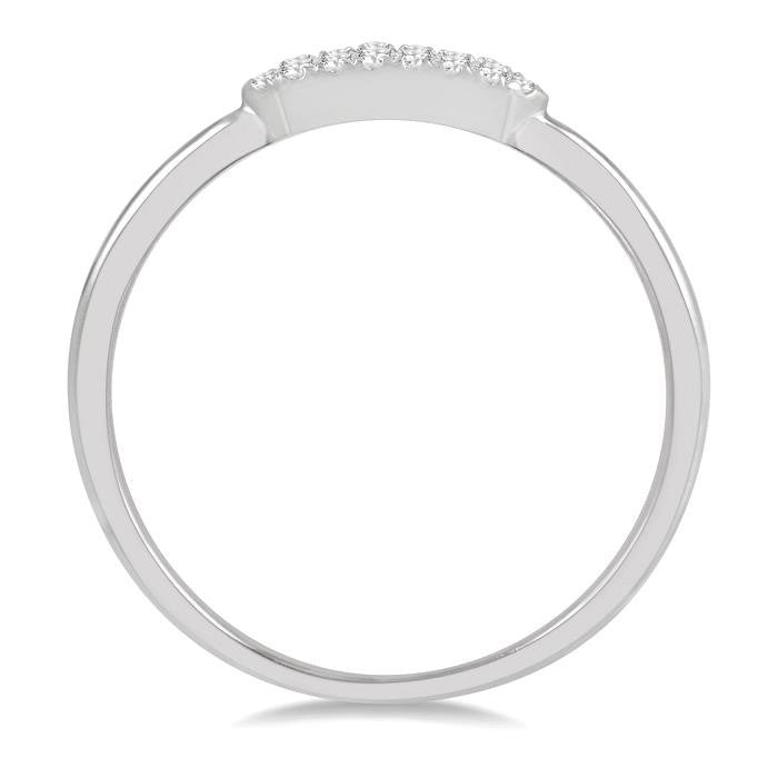 1/20 Ctw Pointed Pod Round Cut Diamond Stackable Petite Fashion Ring in 10K White Gold