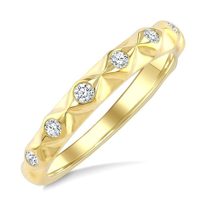 1/5 Ctw Round Cut Diamond Stackable Fashion Band in 10K Yellow Gold