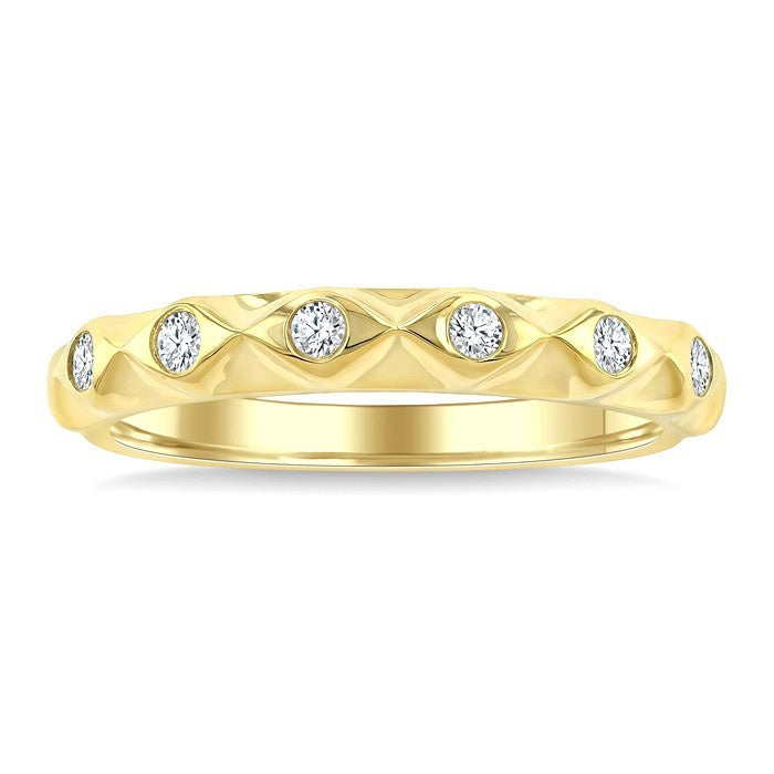 1/5 Ctw Round Cut Diamond Stackable Fashion Band in 10K Yellow Gold