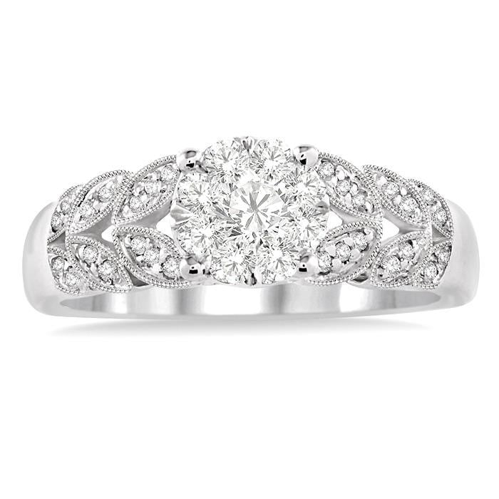 1/3 Ctw Shine Bright Round Cut Diamond Ring in 10K White Gold