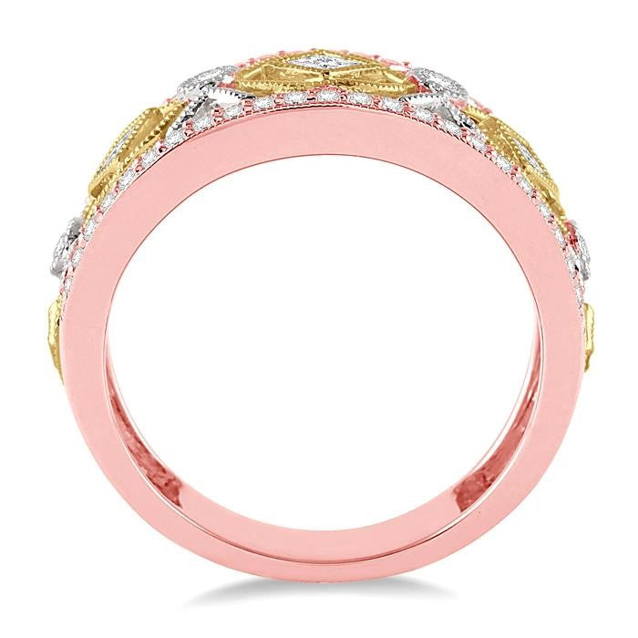 5/8 Ctw Diamond Fashion Ring in 14K Tri Color Gold
