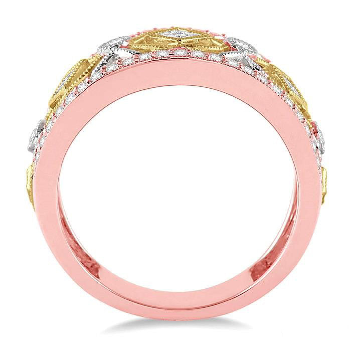 14K Tri Color .62 Ctw Diamond Fashion Ring