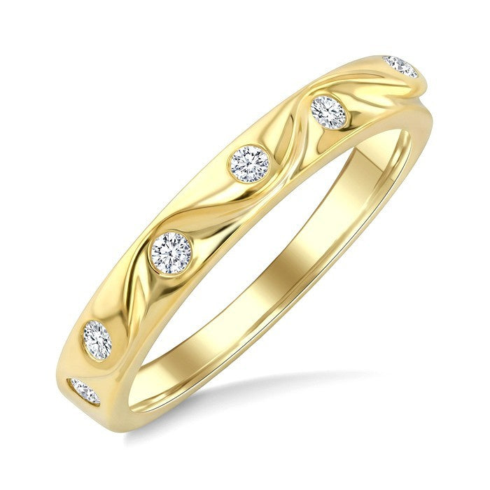 1/5 Ctw Round Cut Diamond Stackable Fashion Ring in 10K Yellow Gold