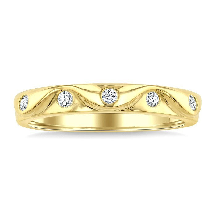 1/5 Ctw Round Cut Diamond Stackable Fashion Ring in 10K Yellow Gold