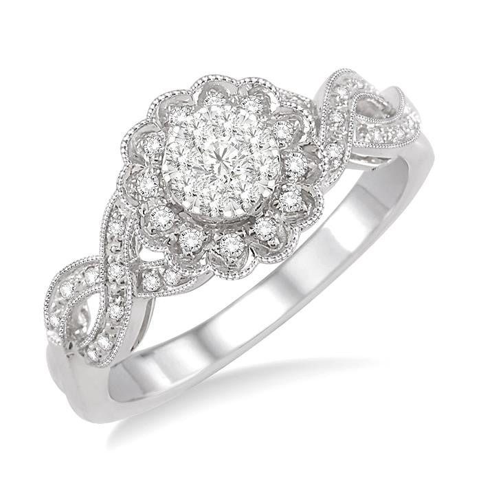 1/3 Ctw Shine Bright Round Cut Diamond Ring in 10K White Gold