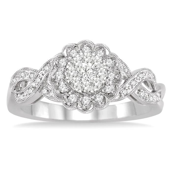 1/3 Ctw Shine Bright Round Cut Diamond Ring in 10K White Gold