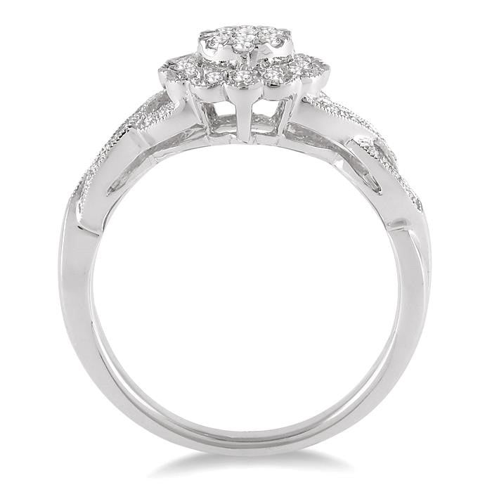 1/3 Ctw Shine Bright Round Cut Diamond Ring in 10K White Gold