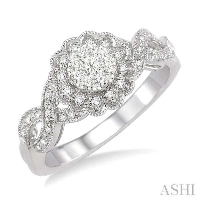 1/3 Ctw Shine Bright Round Cut Diamond Ring in 10K White Gold