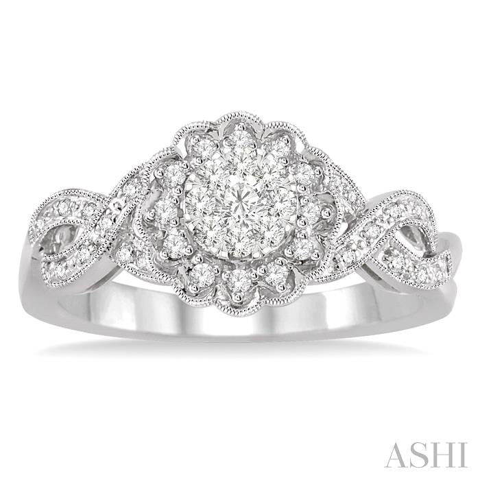 1/3 Ctw Shine Bright Round Cut Diamond Ring in 10K White Gold