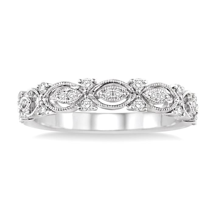 1/6 Ctw Round Diamond Wedding Band with in 14K White Gold