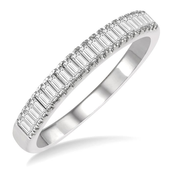 1/3 Ctw Stackable Baguette Diamond Fashion Band in 14K White Gold