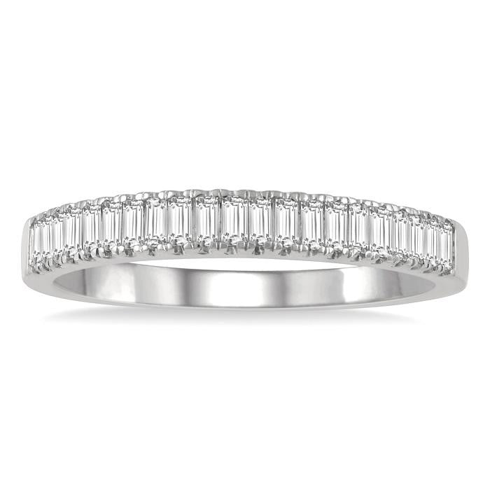 1/3 Ctw Stackable Baguette Diamond Fashion Band in 14K White Gold