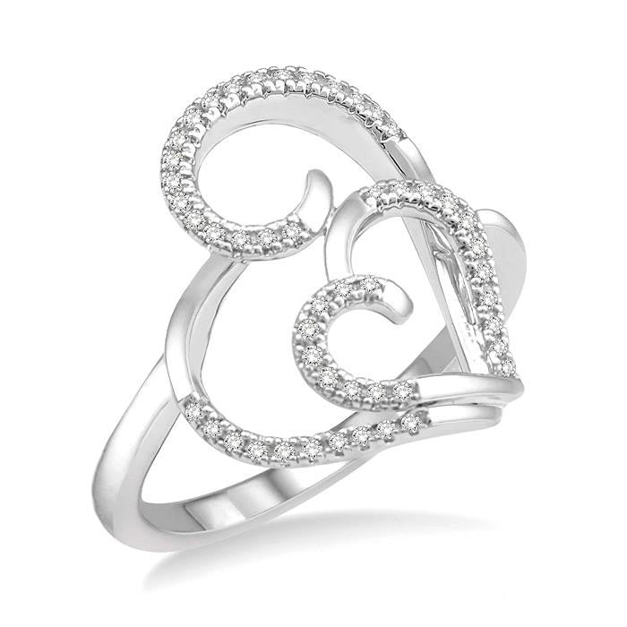 Double Heart Shape Diamond Fashion Ring