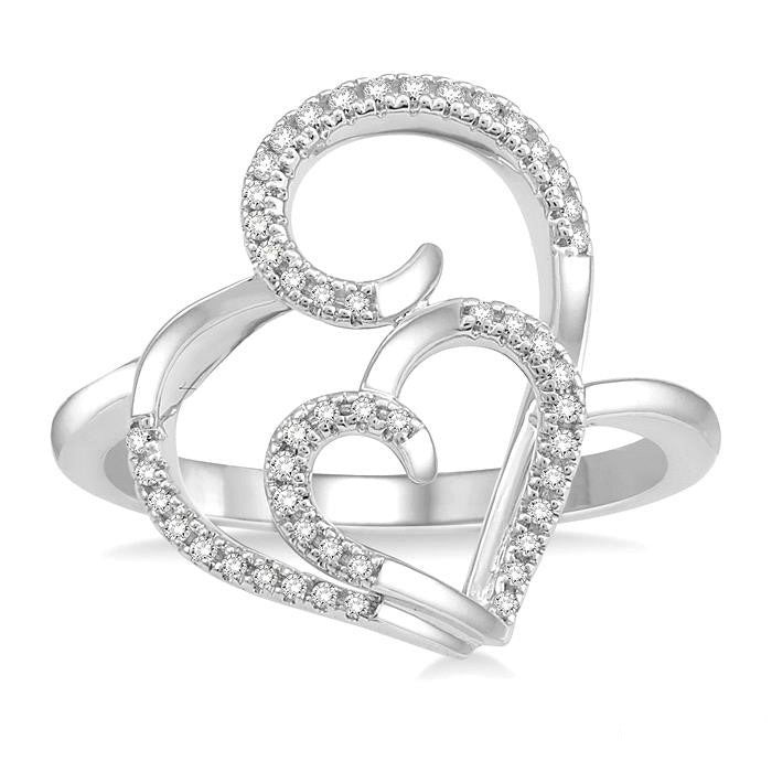 Double Heart Shape Diamond Fashion Ring