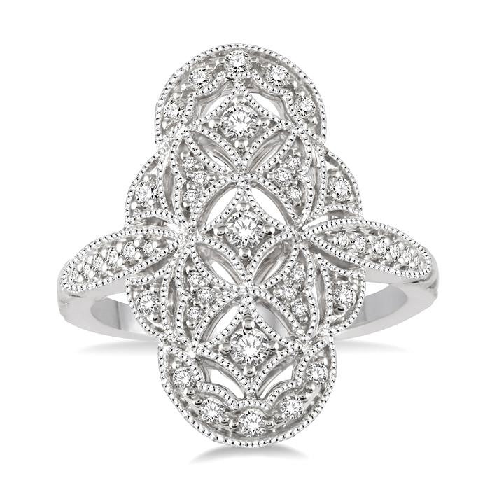 1/2 Ctw Floral Geometry Round Cut Diamond Ladies Ring in 14K White Gold