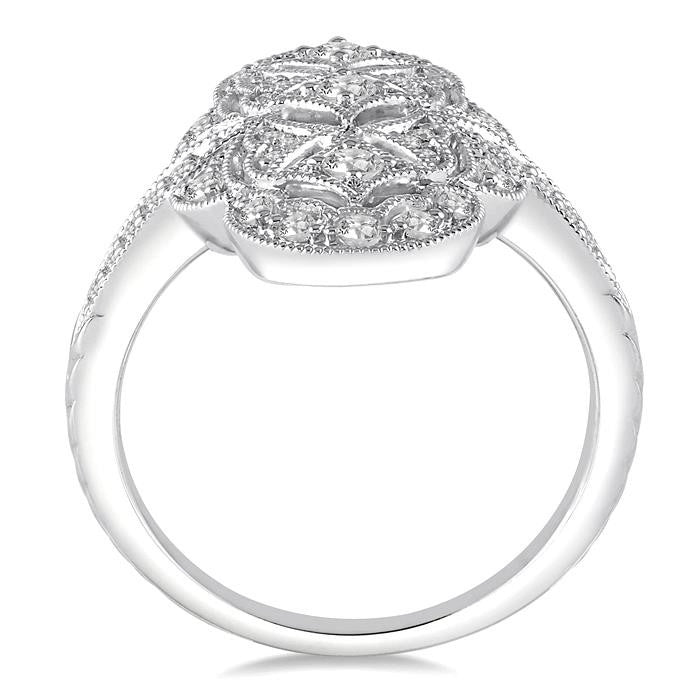 1/2 Ctw Floral Geometry Round Cut Diamond Ladies Ring in 14K White Gold