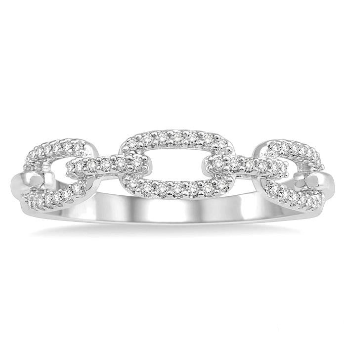 1/5 Ctw Interlocked Links Round Cut Diamond Ladies Ring in 14K White Gold
