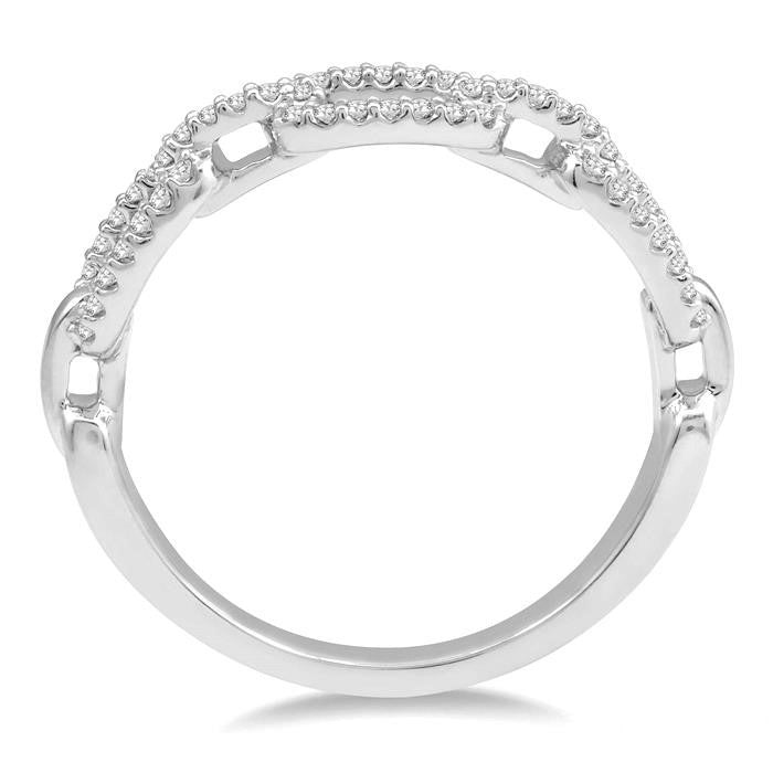 1/5 Ctw Interlocked Links Round Cut Diamond Ladies Ring in 14K White Gold