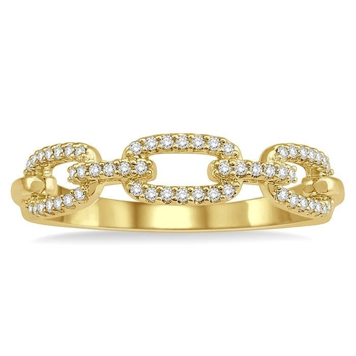1/5 Ctw Interlocked Links Round Cut Diamond Ladies Ring in 14K Yellow Gold