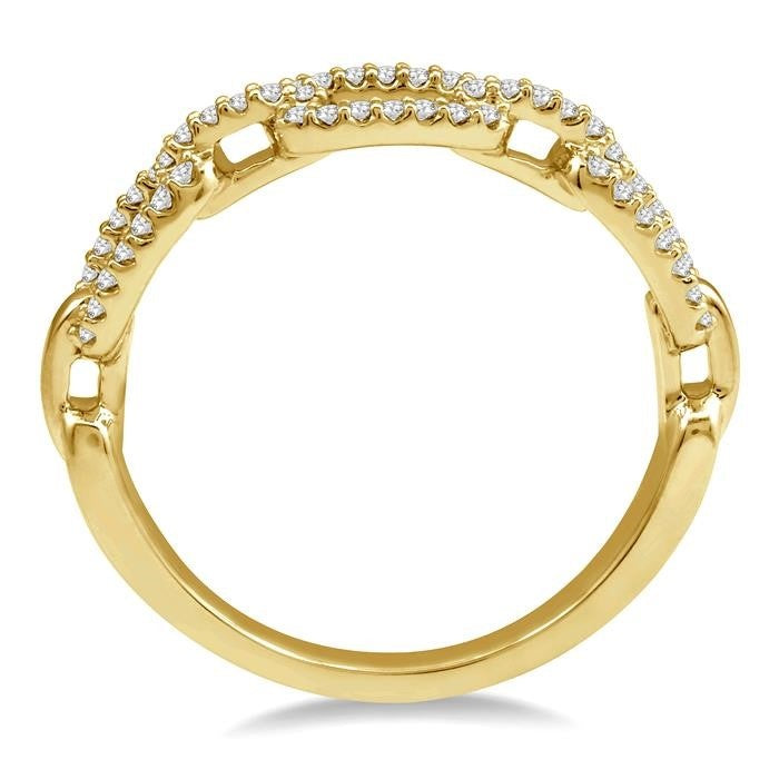 1/5 Ctw Interlocked Links Round Cut Diamond Ladies Ring in 14K Yellow Gold