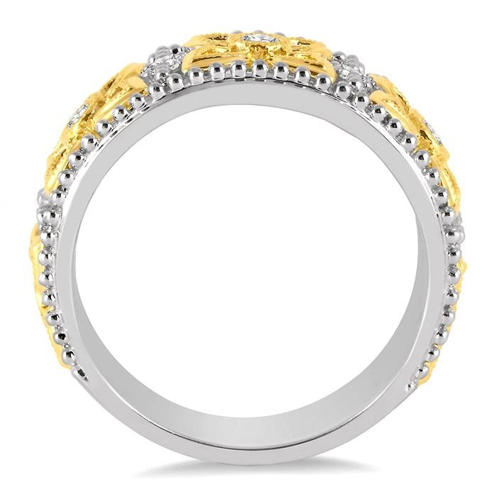 1/3 Ctw Round Cut Diamond Fashion Band in 14K White and Yellow Gold