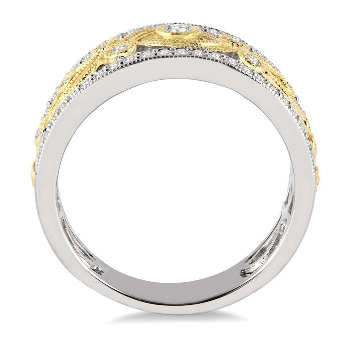 1/2 Ctw Round Cut Diamond Fashion Band in 14K White and Yellow Gold