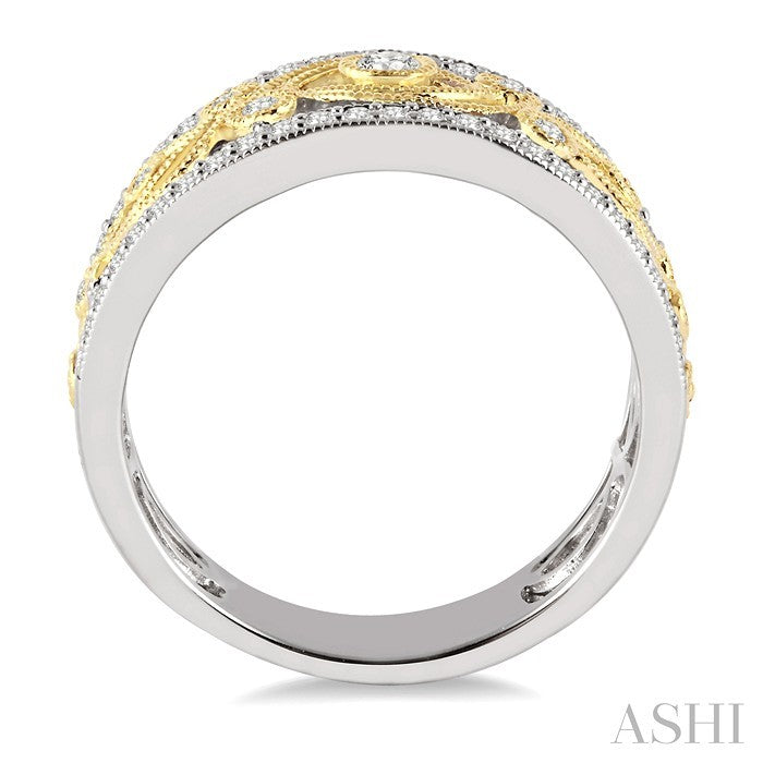 1/2 Ctw Round Cut Diamond Fashion Band in 14K White and Yellow Gold