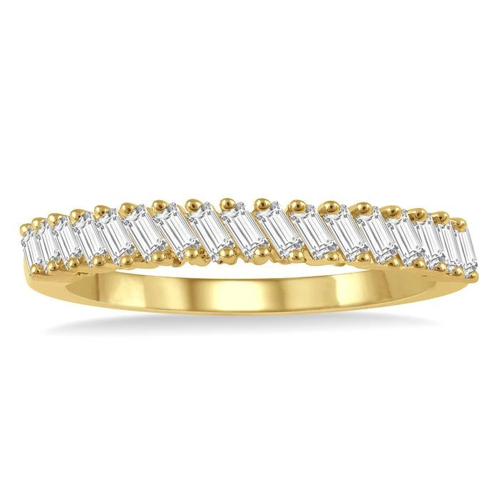 1/4 Ctw Stackable Baguette Diamond Fashion Band in 14K Yellow Gold