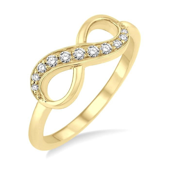 1/6 Ctw Round Cut Diamond Infinity Petite Ring in 14K Yellow Gold
