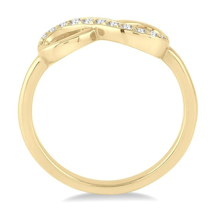 1/6 Ctw Round Cut Diamond Infinity Petite Ring in 14K Yellow Gold