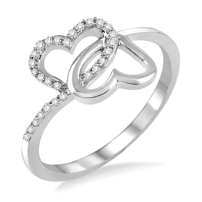 Twin Heart Shape Light Weight Diamond Fashion Ring
