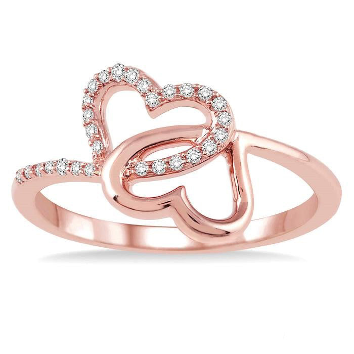 Twin Heart Shape Light Weight Diamond Fashion Ring