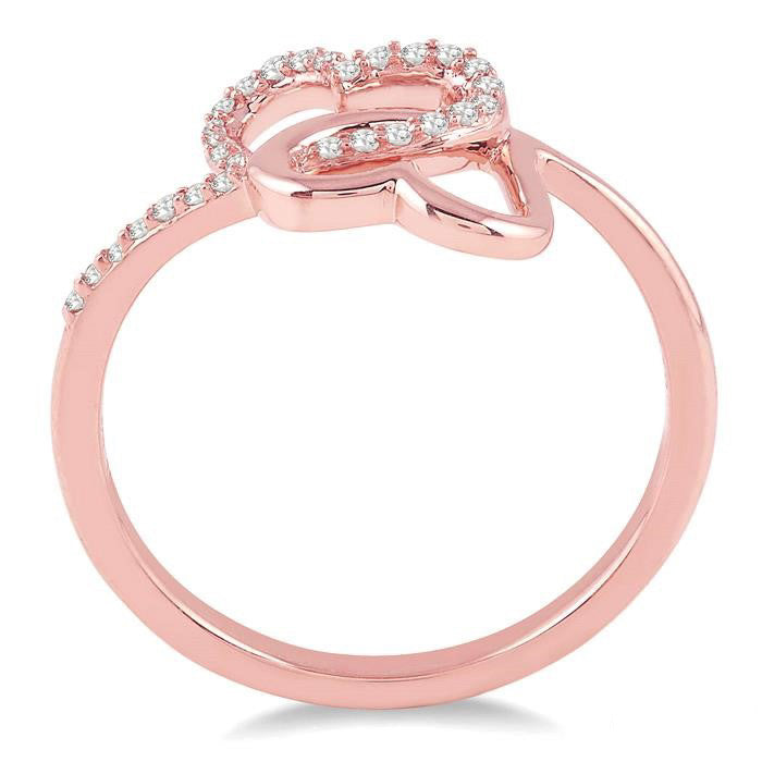 Twin Heart Shape Light Weight Diamond Fashion Ring