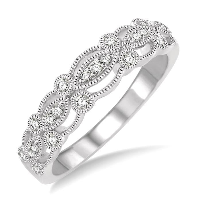1/4 Ctw Marquise and Round Lattice Diamond Wedding Band in 14K White Gold