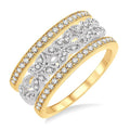 1/2 Ctw Round Cut Diamond Triple Band Set in 14K White and Yellow Gold