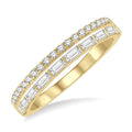 1/2 Ctw Parallel Row Baguette and Round Cut Diamond Stackable Fashion Band in 14K Yellow Gold