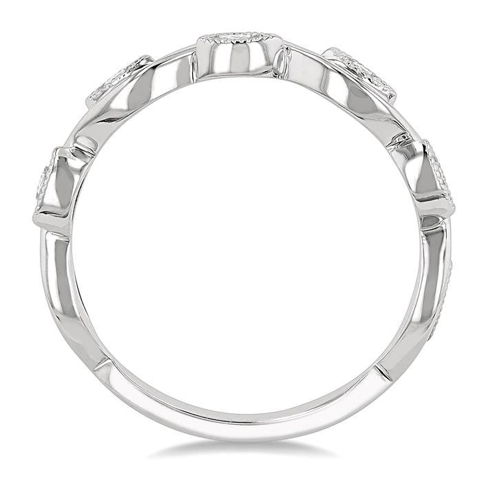 1/20 Ctw Marquise Shape Round Cut Diamond Stackable Band in 14K White Gold