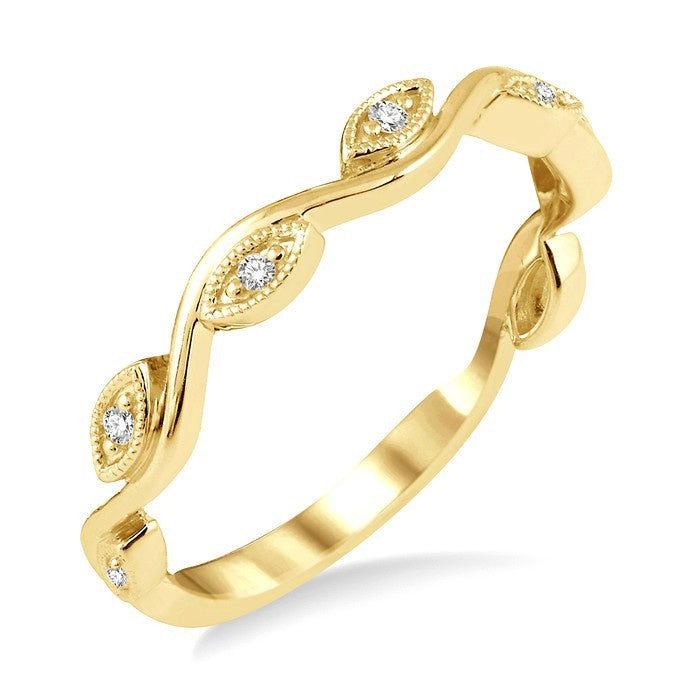 1/20 Ctw Marquise Shape Round Cut Diamond Stackable Band in 14K Yellow Gold