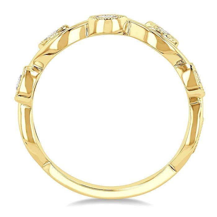 1/20 Ctw Marquise Shape Round Cut Diamond Stackable Band in 14K Yellow Gold