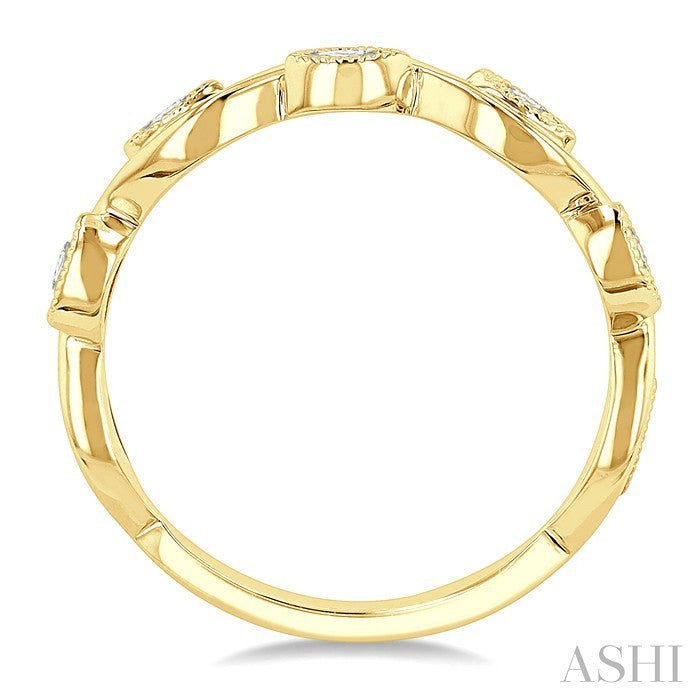 1/20 Ctw Marquise Shape Round Cut Diamond Stackable Band in 14K Yellow Gold