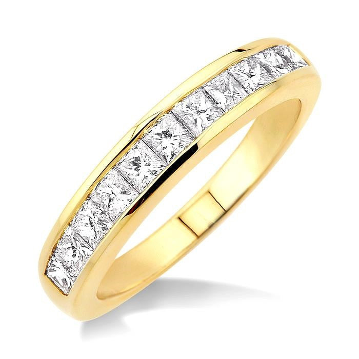 1 Ctw Princess Cut Diamond Wedding Band in 14K Yellow Gold