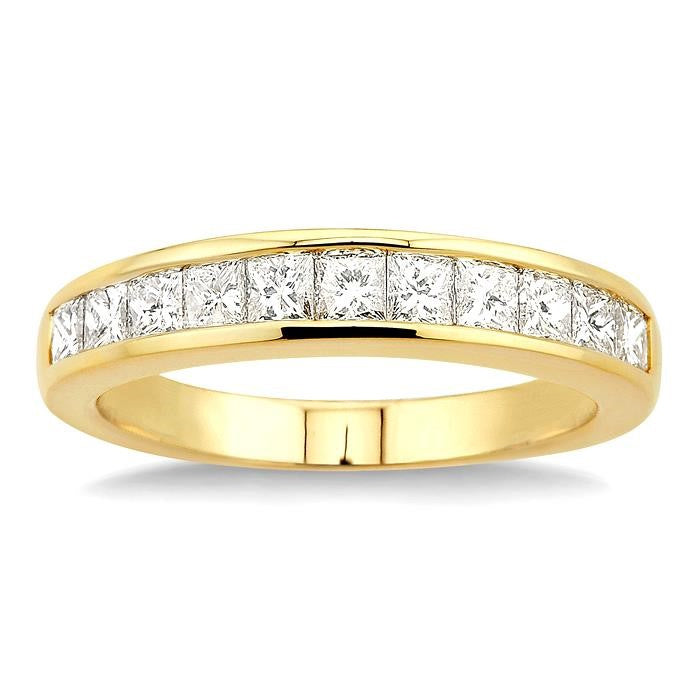 1 Ctw Princess Cut Diamond Wedding Band in 14K Yellow Gold