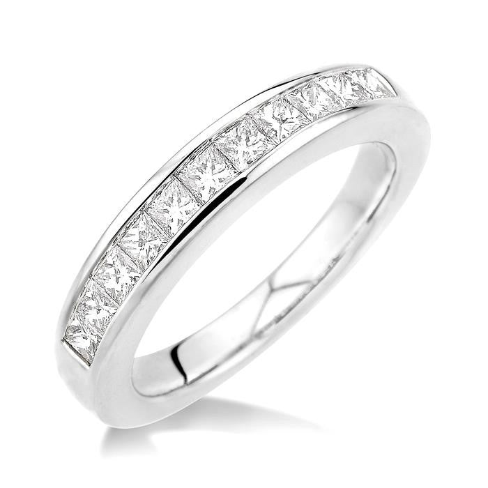 3/4 Ctw Princess Cut Diamond Wedding Band in 14K White Gold
